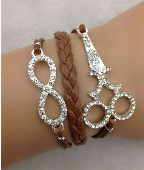 Infinity Crystal Scissor Bracelet (Available in Pink, Green & White, Black )