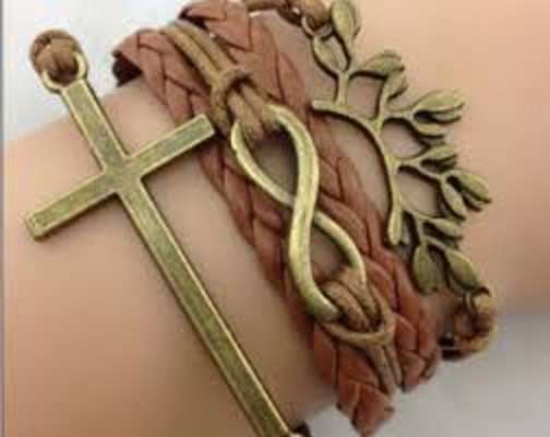 Infinity Brown Cross Tree Bracelet