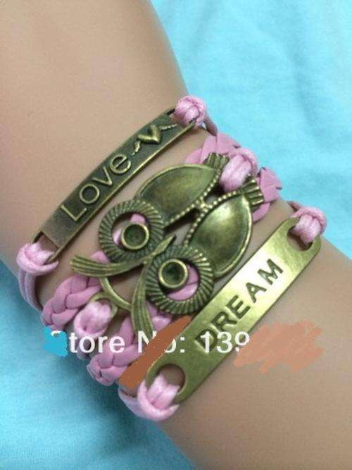 Infinity Pink Owl Love Dream Charm Bracelet