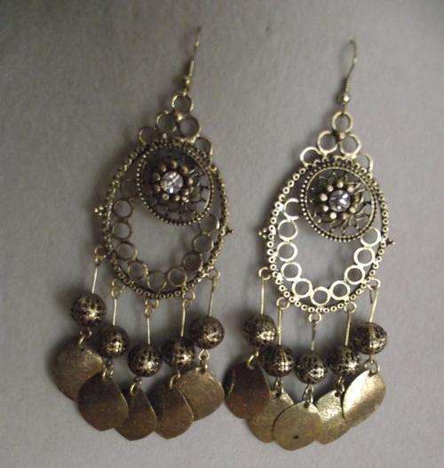 LARGE/LONG COPPER TONE LIGHTWEIGHT DANGLE EARRINGS 60mm
