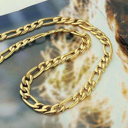 2 YEAR GUARANTEE!!GORGEOUS 8 MM GOLD FIGARO NECKLACE 60 cm