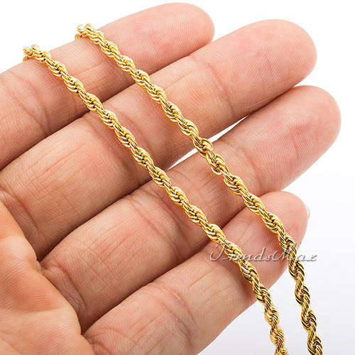 2 YEAR GUARANTEE!! 3 MM GOLD TWISTED CHAIN NECKLACE 50cm
