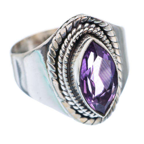 FACETED AMETHYST SOLID  925 STERLING SILVER RING SIZE 7