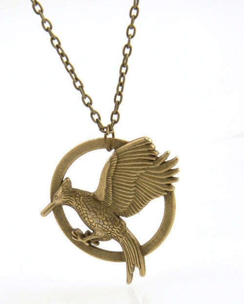 Infinity Bronze Hunger Games Bird Pendant Necklace & free Gift Box