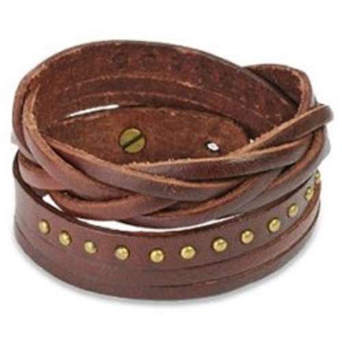 Unisex  BLACK Wrap Around Studded  Leather  Bracelet