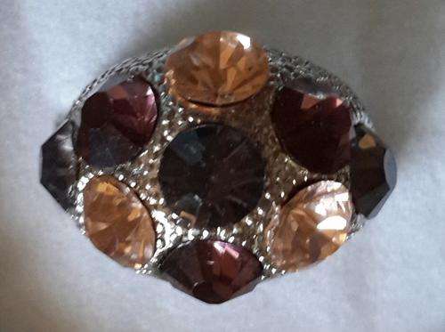 TIBETAN SILVER MULTI-COLOR RHINESTONES RING # 7