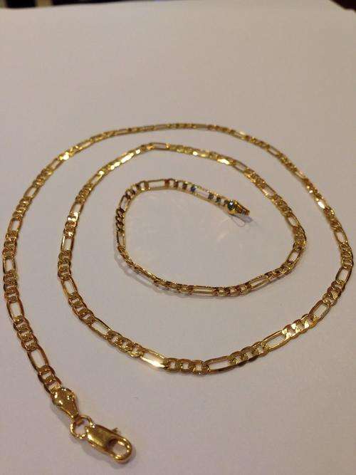 2 YEAR GUARANTEE!!GORGEOUS 3 MM GOLD FIGARO NECKLACE 60 cm