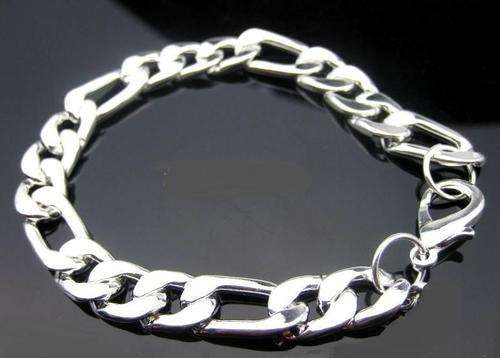 Men's 10mm  SOLID Stainless Steel Figaro Chain  Bracelet
