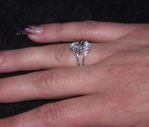 AMAZING WHITE TOPAZ CZ  MARQUISE  CUT  WHITE GF RING # 7.5