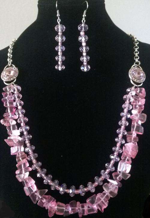 PINK Swarovski  Crystal Necklace & Earrings Set (Plus Free Gift Box)