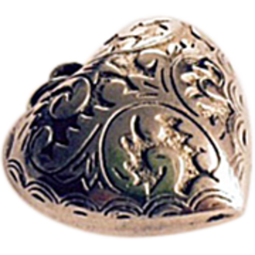 SILVER PLATED VINTAGE RESIN PUFFED HEART PENDANT 35mm X 35mm