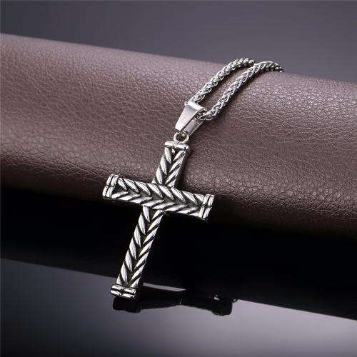 316L Stainless Steel Vintage Cross Pendant & Necklace(Free Gift Box)