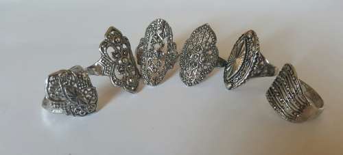 6 X Tibetan Silver rings Size 8.5 & 9 ( 6 pieces)