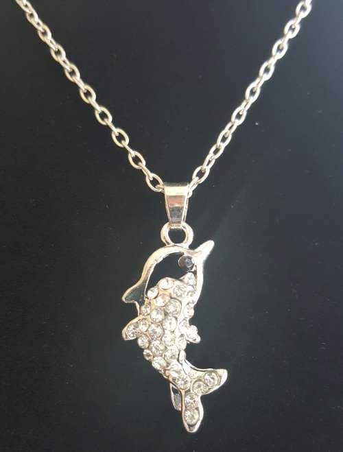 Pretty Silver Dolphin Pendant Necklace