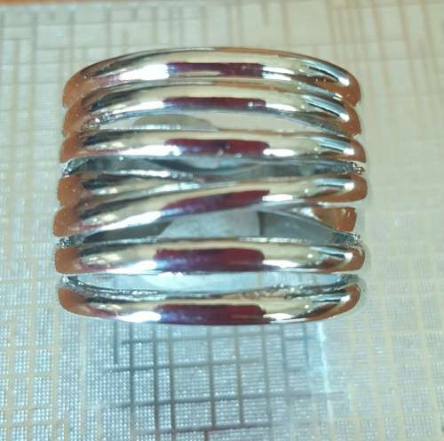 GORGEOUS WIDE BAND SILVER DRESS RING   # 8.5