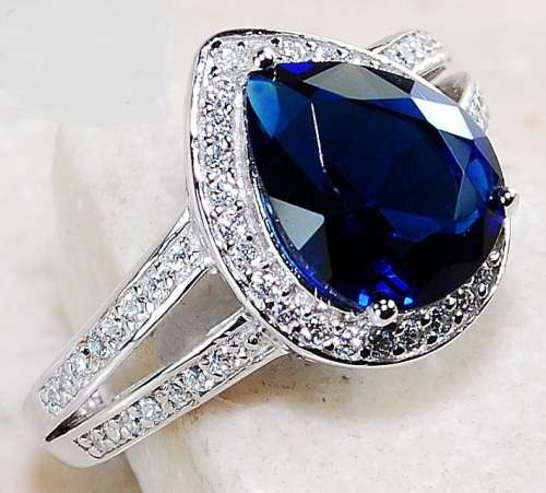 2CT Blue Sapphire & Topaz 925 Solid Sterling Silver Jewelry Ring Jewelry Sz 6