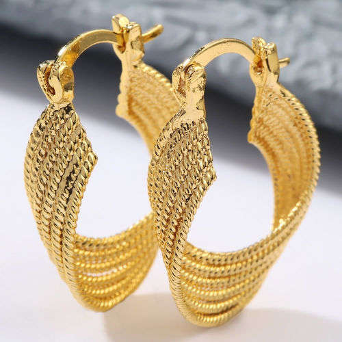 Beautiful 18K Yellow Gold Filled Stud Hoop Dangle Earrings