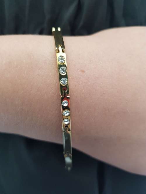 Dainty Gold Filled  Stainless Steel RhinestonesTennis Bracelet