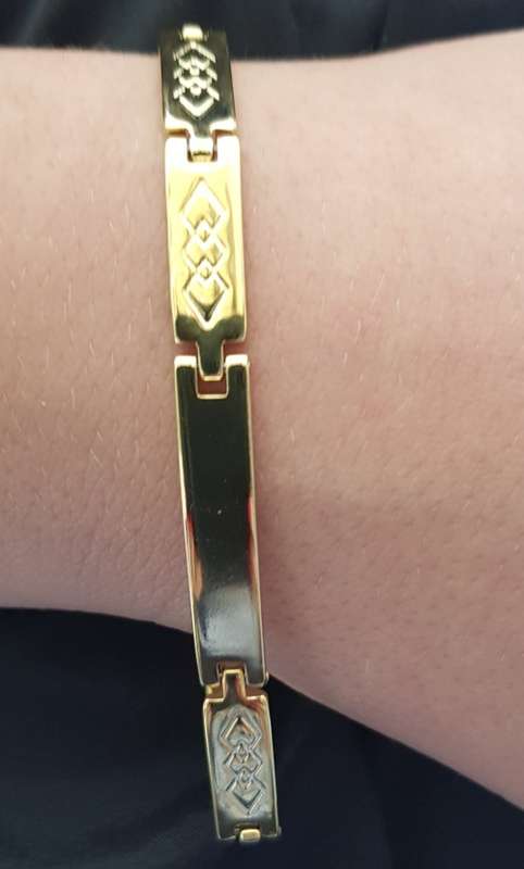 Gold Filled  Stainless Steel Nameplate Tennis Bracelet