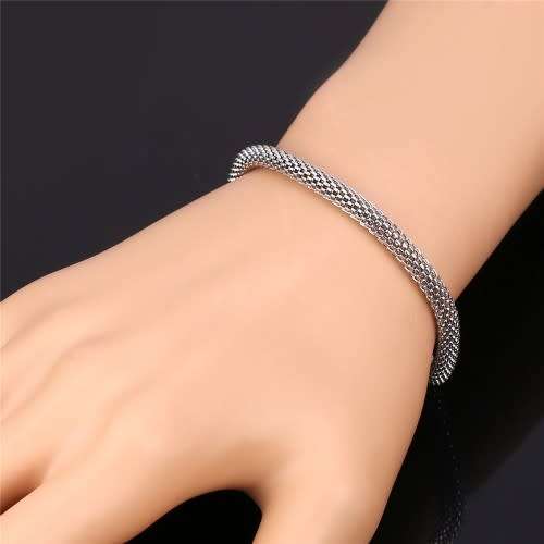316L Stainless Steel Popcorn Necklace & Bracelet Set 55cm