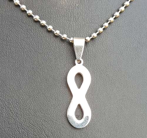 316L SOLID Stainless Steel Infinity  Pendant  Necklace PLUS FREE 60cm Ball Chain