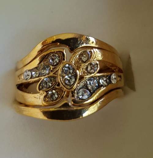 GOLD FILLED STAINLESS STEEL 3piece WEDDING RING  SET #  9