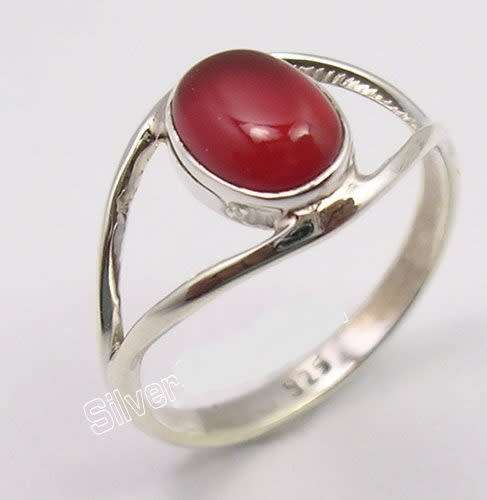 925 Pure Silver CABOCHON RED CARNELIAN  Ring Size 8.5  (Q1/2)