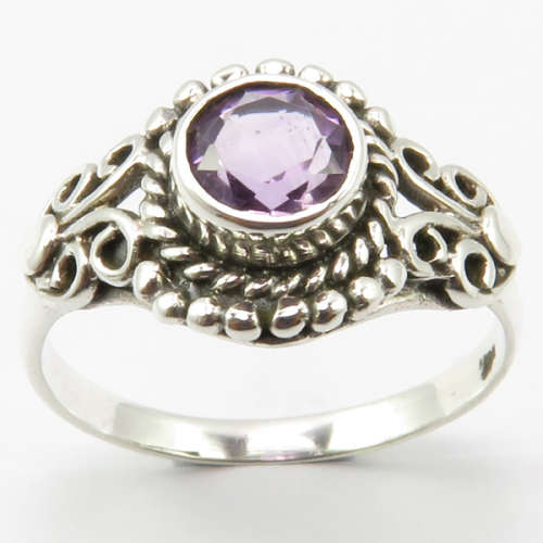 Handmade Ring  925 Solid Silver Natural Amethyst Size 8.5