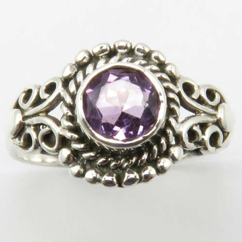 Handmade Ring  925 Solid Silver Natural Amethyst Size 8.5