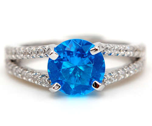3CT Blue Topaz & Topaz 925 Solid Sterling Silver Ring Jewelry Sz 8