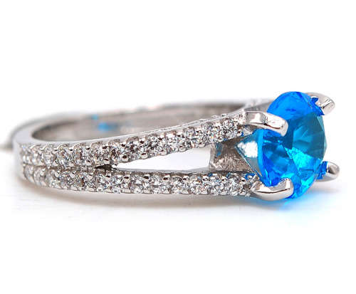 3CT Blue Topaz & Topaz 925 Solid Sterling Silver Ring Jewelry Sz 8