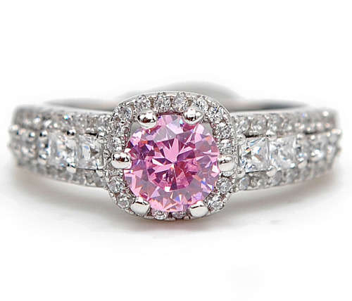 2CT Pink Sapphire & Topaz 925 Solid Sterling Silver Ring Jewelry Sz 7