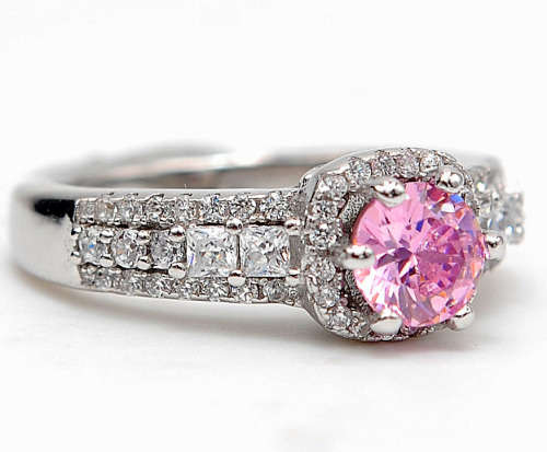 2CT Pink Sapphire & Topaz 925 Solid Sterling Silver Ring Jewelry Sz 7