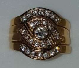 GOLD FILLED STAINLESS STEEL 3piece WEDDING RING  SET #  6.5