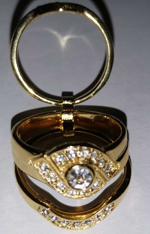 GOLD FILLED STAINLESS STEEL 3piece WEDDING RING  SET #  6.5