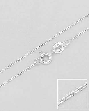 SOLID 925 Sterling Silver Rollo Chain, Plated With Rhodium, Made In Italy 55cm (1.24mm))
