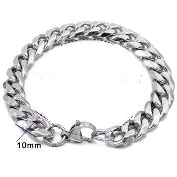 10mm Unisex Heavy Titanium  CUBAN link Chain Bracelet 22cm (Free Gift Box)