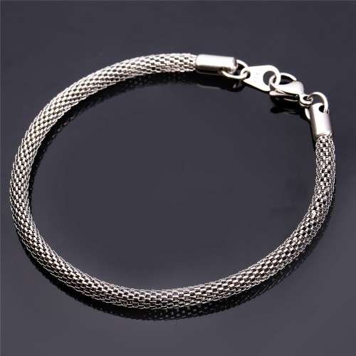 Solid Stainless Steel Popcorn Chain  Bracelet 22cm