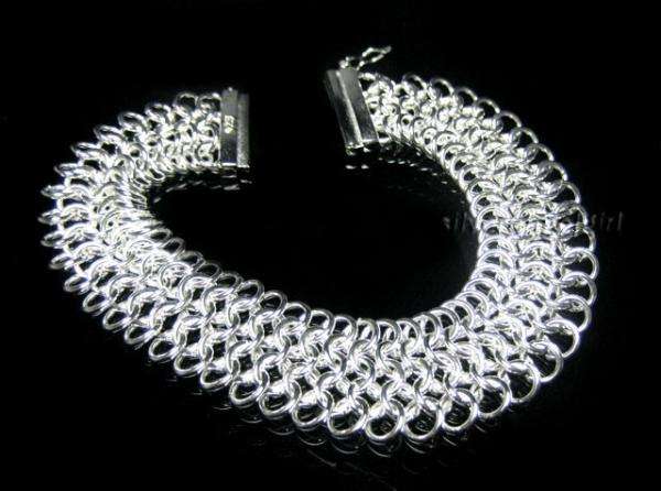 STUNNING 925 SILVER THREE COMBINED STRINGS LADY'S BRACELET