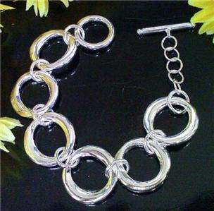 LOVELY 925 STERLING SILVER HIGH QUALITY CT ROUND CIRCLES BRACELET