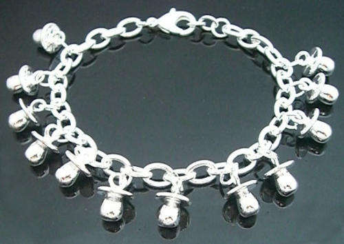 ADORABLE 925 STERLING SILVER DUMMIES CHARM BRACELET