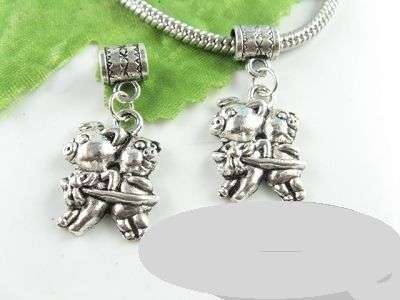 TIBET SILVER FREE MOVE LOVER PIGS CHARMS FIT PADORA