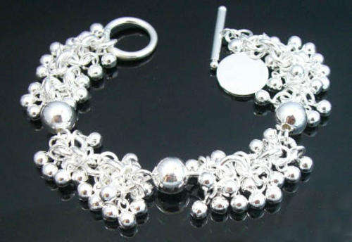 Astonishing Chunky 925 Sterling Silver  Beads  Bracelet