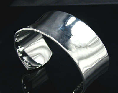 PLAIN SOLID BIG CUFF BANGLE HIGH QUALITY COATED IN 926 STERLING SILVER