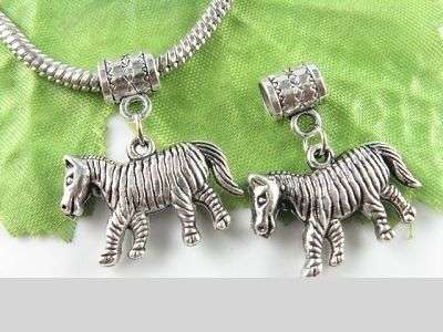 TIBET SILVER FREE MOVE ZEBRA CHARMS FIT PANDORA