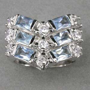 GENUINE AQUA BLUE TOPAZ RING CAST IN SOLID 925 STERLING SILVER
