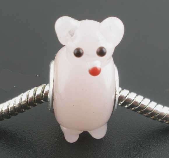 1 X Bear Lampwork Bead Fit Pamdora Charm bracelet