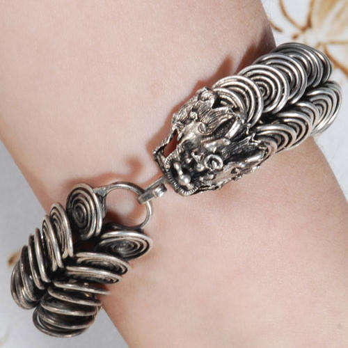 CHINESE MIAO SILVER ARTISAN DRAGON BRACELET