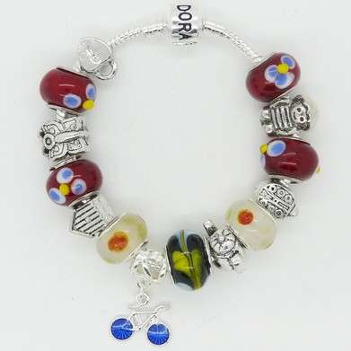 Adorable Mixed Color Beads Pando Bracelet in silver