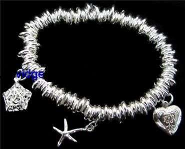 " Links Of London" Multi-rings  With 3 Charms 925 Sterling Silver Bracelet
